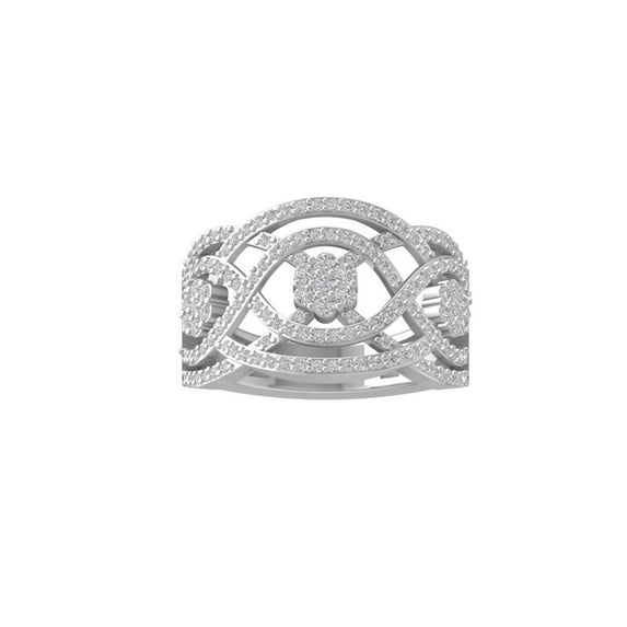 ARAIYA FINE JEWELRY Sterling Silver Round Cluster Lab Grown Diamond Engagement Ring (1 cttw, VS Clarity, D-F Color) Size 7.5
