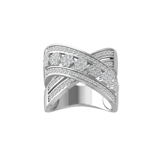 ARAIYA FINE JEWELRY Sterling Silver Round Cluster Lab Grown Diamond Engagement Ring (1 cttw, VS Clarity, D-F Color) Size 7.5