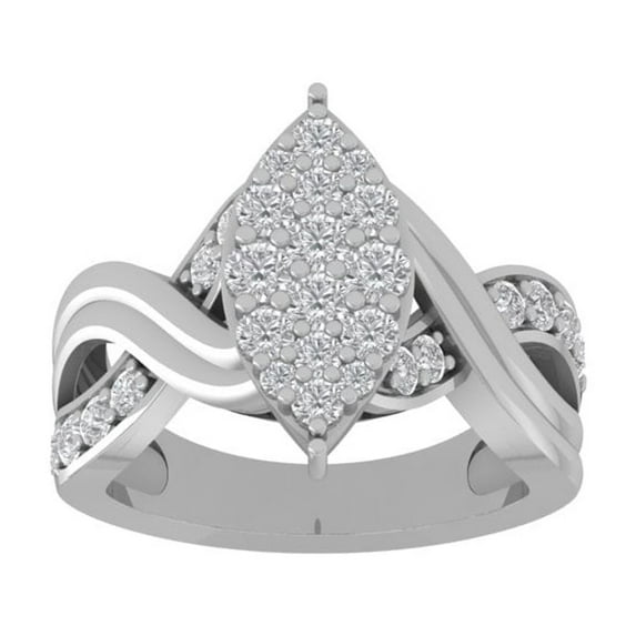 ARAIYA FINE JEWELRY Sterling Silver Round Cluster Lab Grown Diamond Engagement Ring (1 cttw, VS Clarity, D-F Color) Size 7.5
