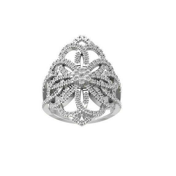 ARAIYA FINE JEWELRY Sterling Silver Round Cluster Lab Grown Diamond Engagement Ring (1 cttw, VS Clarity, D-F Color) Size 8