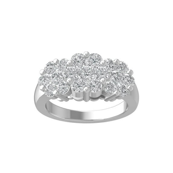 ARAIYA FINE JEWELRY Sterling Silver Round Cluster Lab Grown Diamond Engagement Ring (2 cttw, VS Clarity, D-F Color) Size 9.5