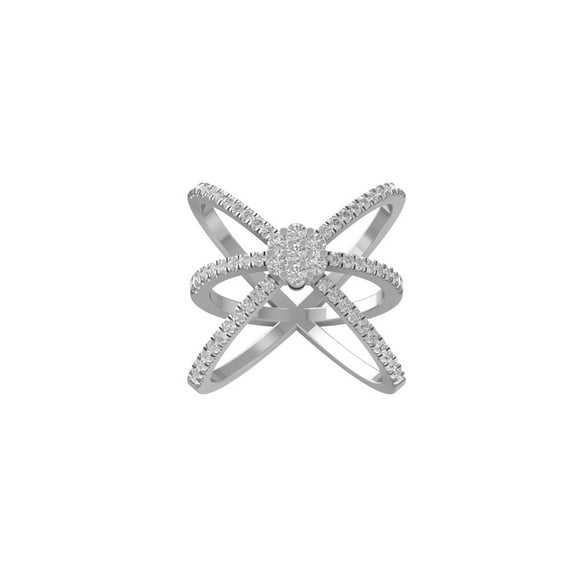 ARAIYA FINE JEWELRY Sterling Silver Round Cluster Lab Grown Diamond Engagement Ring (3/4 cttw, VS Clarity, D-F Color) Size 8.5