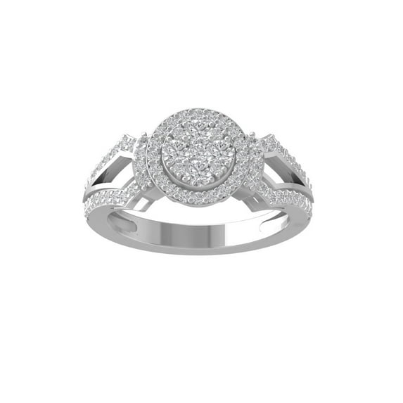 ARAIYA FINE JEWELRY Sterling Silver Round Cluster Lab Grown Diamond Engagement Ring (3/4 cttw, VS Clarity, D-F Color) Size 8.5