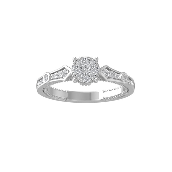 ARAIYA FINE JEWELRY Sterling Silver Round Cluster Lab Grown Diamond Engagement Ring (3/8 cttw, VS Clarity, D-F Color) Size 6
