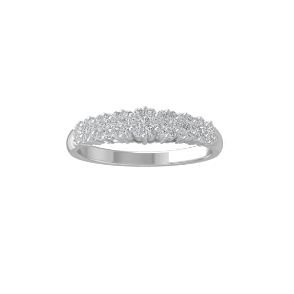 ARAIYA FINE JEWELRY Sterling Silver Round Cluster Lab Grown Diamond Engagement Ring (3/8 cttw, VS Clarity, D-F Color) Size 9