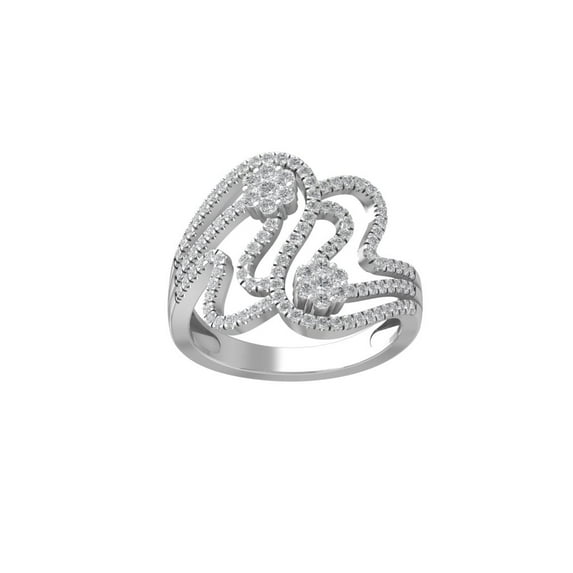 ARAIYA FINE JEWELRY Sterling Silver Round Cluster Lab Grown Diamond Engagement Ring (5/8 cttw, VS Clarity, D-F Color) Size 9