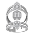 thumbnail image 1 of ARAIYA FINE JEWELRY Sterling Silver Round Cluster Lab Grown Diamond Pear Shape Band Ring (1 cttw, VS Clarity, D-E Color) Size 9.5, 1 of 1
