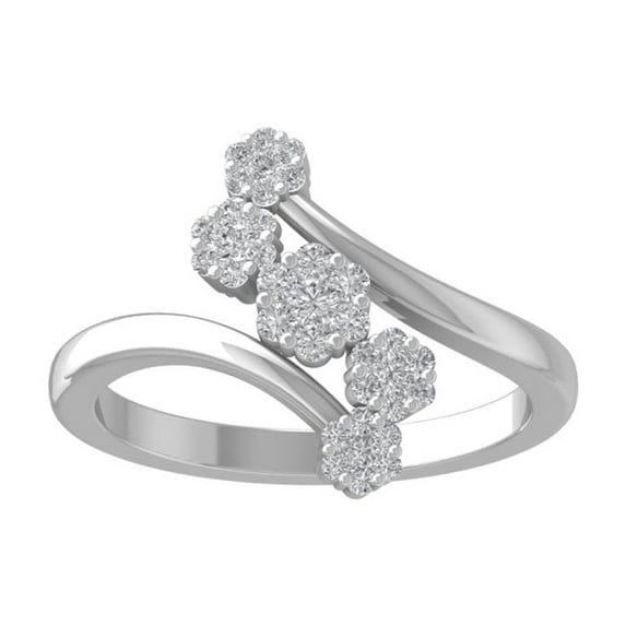 ARAIYA FINE JEWELRY Sterling Silver Round Diamond Anniversary Band Ring (1/3 cttw, I2-I3 Clarity, I-J Color) Size 7.5