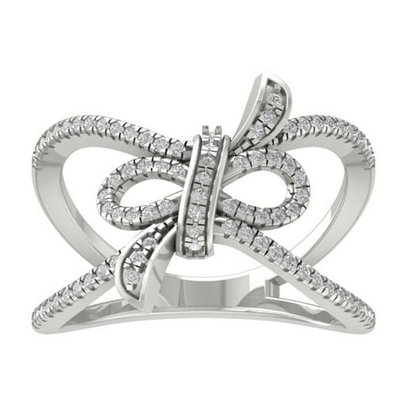 ARAIYA FINE JEWELRY Sterling Silver Round Diamond Band Ring (1/3 cttw, I2-I3 Clarity, I-J Color) Size 7.5