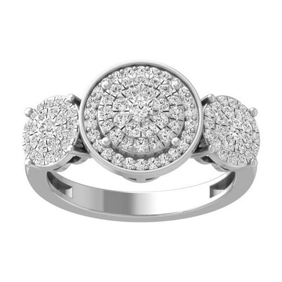 ARAIYA FINE JEWELRY Sterling Silver Round Diamond Cluster Engagement Ring (5/8 cttw, I2-I3 Clarity, I-J Color) Size 5