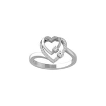 ARAIYA FINE JEWELRY Sterling Silver Round Diamond Heart Ring (1/6 cttw, I2-I3 Clarity, I-J Color) Size 7