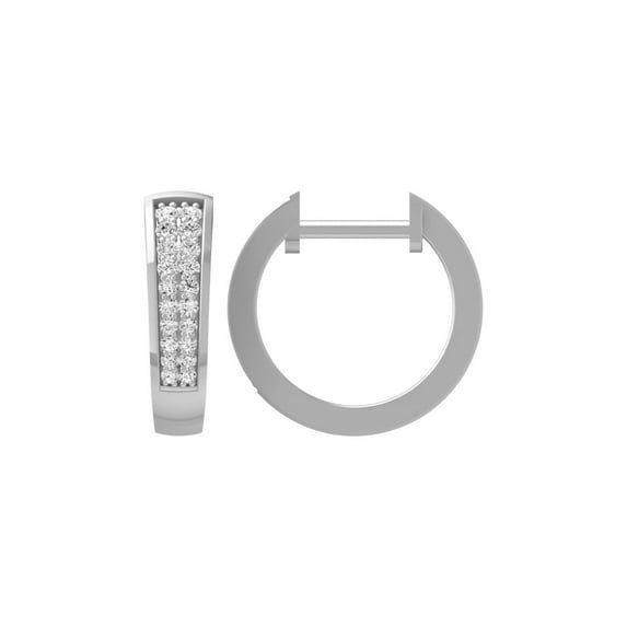 ARAIYA FINE JEWELRY Sterling Silver Round Diamond Hoop Earrings (1/6 cttw, I2-I3 Clarity, I-J Color)