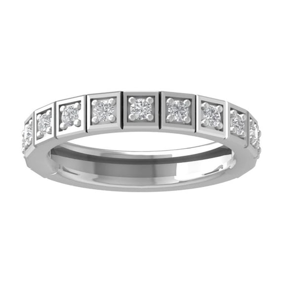 ARAIYA FINE JEWELRY Sterling Silver Round Diamond Wedding Band Ring (1/3 cttw, I2-I3 Clarity, I-J Color) Size 7.5