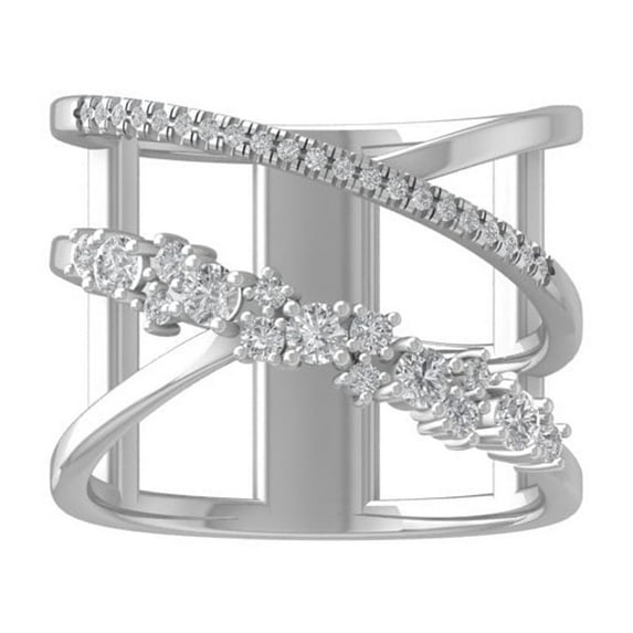 ARAIYA FINE JEWELRY Sterling Silver Round Lab Grown Diamond Band Ring (1/2 cttw, VS Clarity, D-F Color) Size 9