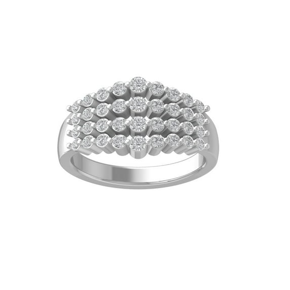 ARAIYA FINE JEWELRY Sterling Silver Round Lab Grown Diamond Band Ring (1 cttw, VS Clarity, D-F Color) Size 7.5