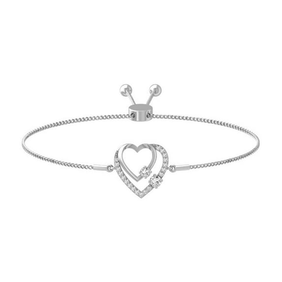 ARAIYA FINE JEWELRY Sterling Silver Round Lab Grown Diamond Bolo Bracelet (1/3 cttw, VS1 Clarity, I-J Color) 9"