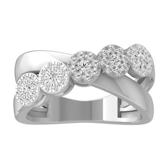 ARAIYA FINE JEWELRY Sterling Silver Round Lab Grown Diamond Cluster Engagement Ring (1/2 cttw, VS1 Clarity, D-F Color) Size 7