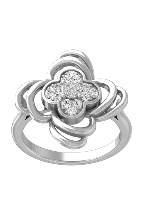 FINE JEWELRY Sterling Silver Round Lab Grown Diamond Cluster Engagement Ring (1/4 cttw, VS1 Clarity, D-F Color) Size 7.5