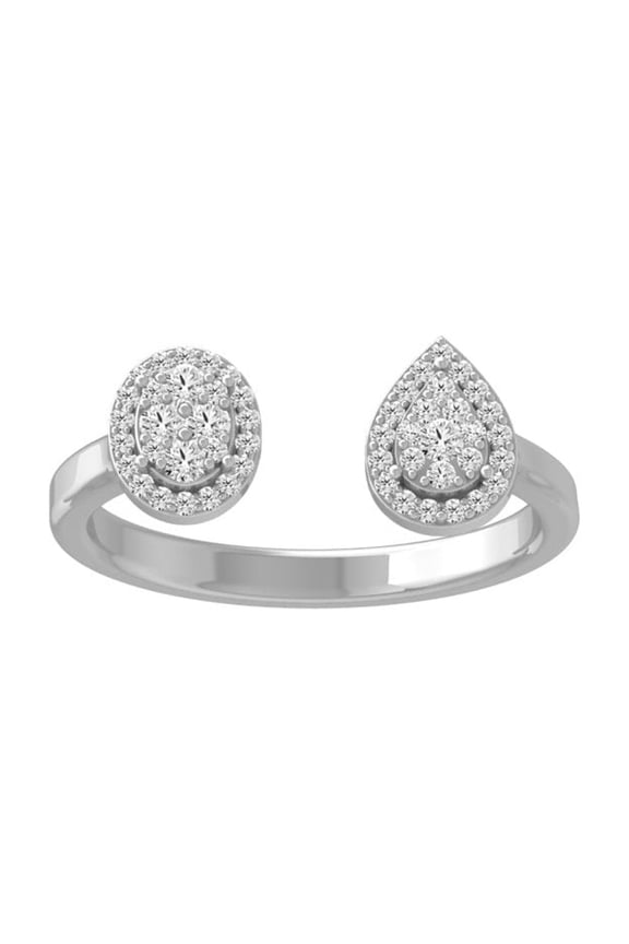 FINE JEWELRY Sterling Silver Round Lab Grown Diamond Cluster Engagement Ring (1/4 cttw, VS1 Clarity, D-F Color) Size 7