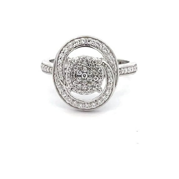 ARAIYA FINE JEWELRY Sterling Silver Round Lab Grown Diamond Cluster Engagement Ring (2/5 cttw, VS1 Clarity, D-F Color) Size 9.5