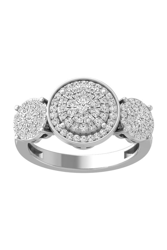 FINE JEWELRY Sterling Silver Round Lab Grown Diamond Cluster Engagement Ring (5/8 cttw, VS1 Clarity, D-F Color) Size 7