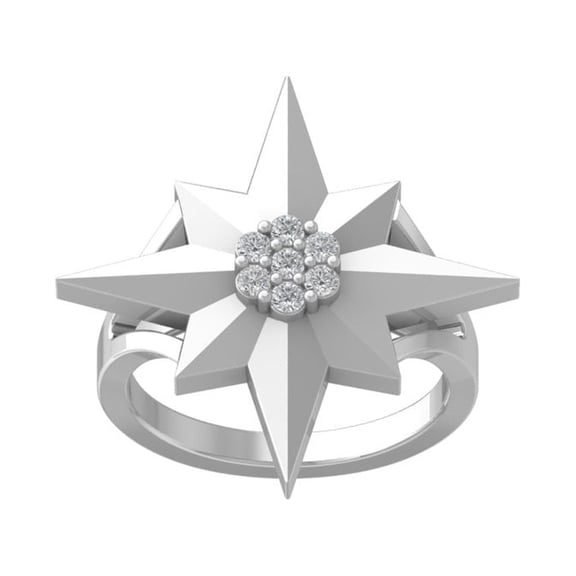 ARAIYA FINE JEWELRY Sterling Silver Round Lab Grown Diamond Cluster Star Ring (1/5 cttw, VS Clarity, D-E Color) Size 8