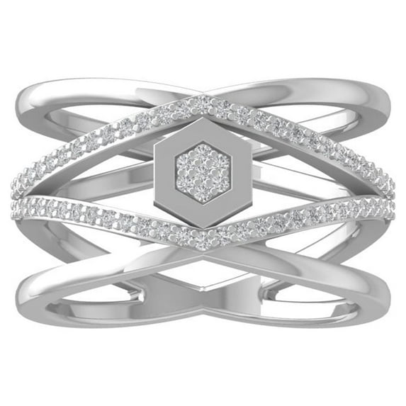 ARAIYA FINE JEWELRY Sterling Silver Round Lab Grown Diamond Cross Engagement Ring (1/3 cttw, VS Clarity, D-E Color) Size 6.5