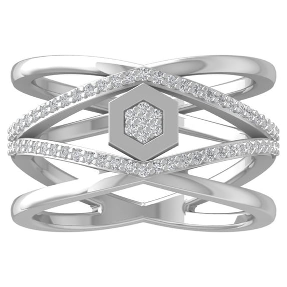 ARAIYA FINE JEWELRY Sterling Silver Round Lab Grown Diamond Cross Engagement Ring (1/4 cttw, VS Clarity, D-E Color) Size 9