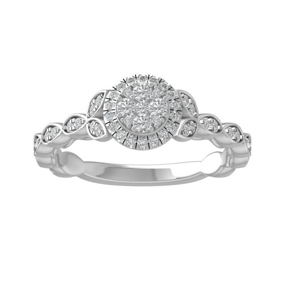ARAIYA FINE JEWELRY Sterling Silver Round Lab Grown Diamond Engagement Ring (1/3 cttw, VS Clarity, D-E Color) Size 10