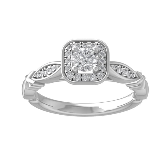 ARAIYA FINE JEWELRY Sterling Silver Round Lab Grown Diamond Halo Engagement Ring (1/2 cttw, VS Clarity, D-E Color) Size 5.5