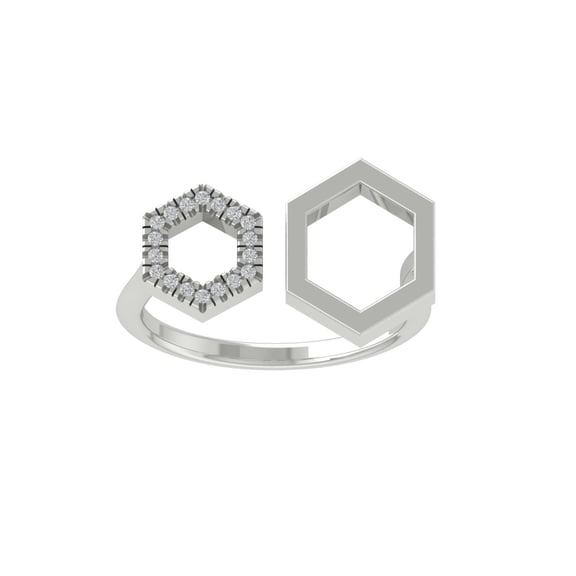 ARAIYA FINE JEWELRY Sterling Silver Round Lab Grown Diamond Open Space Band Ring (1/10 cttw, VS Clarity, D-F Color) Size 8
