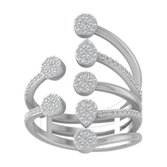 ARAIYA FINE JEWELRY Sterling Silver Round Lab Grown Diamond Open space Band Ring (1/2 cttw, VS Clarity, D-E Color) Size 9