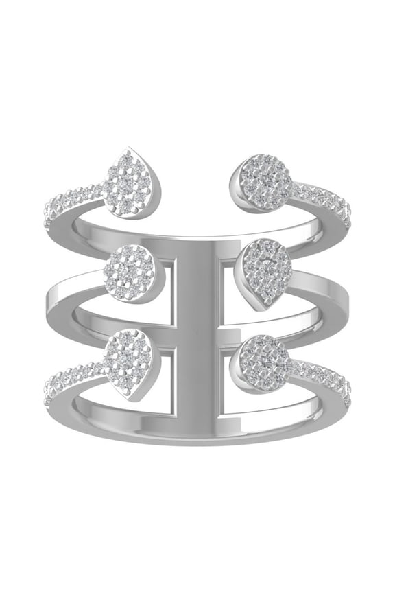 FINE JEWELRY Sterling Silver Round Lab Grown Diamond Open space Band Ring (1/2 cttw, VS Clarity, D-E Color) Size 9