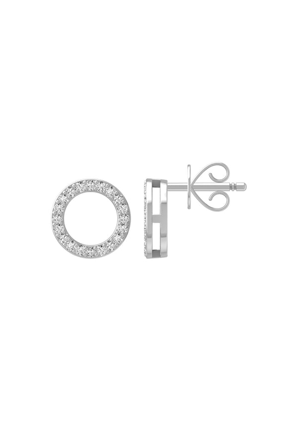 FINE JEWELRY Sterling Silver Round Lab-Grown Diamond Stud Earrings (1/10 cttw, VS1 Clarity, D-E Color)