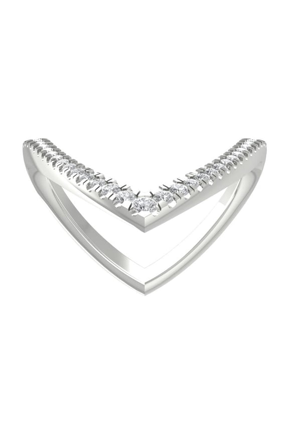 FINE JEWELRY Sterling Silver Round Lab Grown Diamond V Shaped Band Ring (1/10 cttw, VS Clarity, D-E Color) Size 5