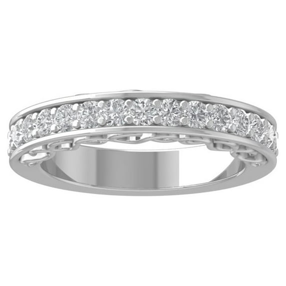 ARAIYA FINE JEWELRY Sterling Silver Round Lab Grown Diamond Wedding Band Ring (1/2 cttw, VS Clarity, D-E Color) Size 6.5