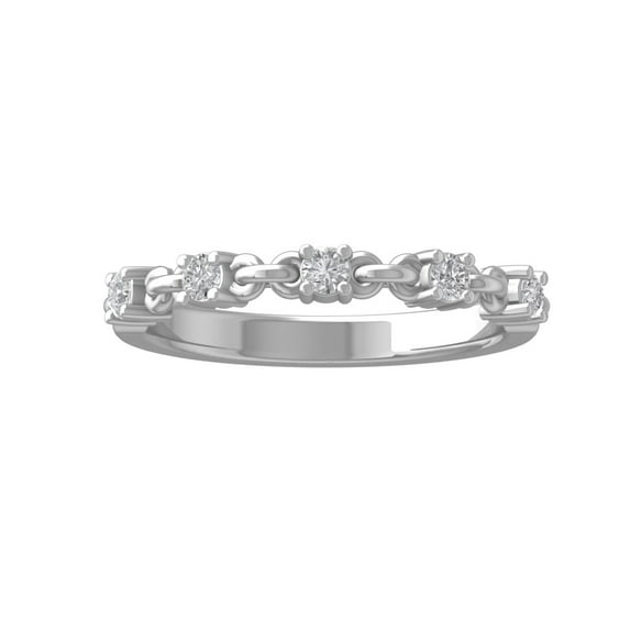 ARAIYA FINE JEWELRY Sterling Silver Round Lab Grown Diamond link Band Ring (1/4 cttw, VS Clarity, D-E Color) Size 8