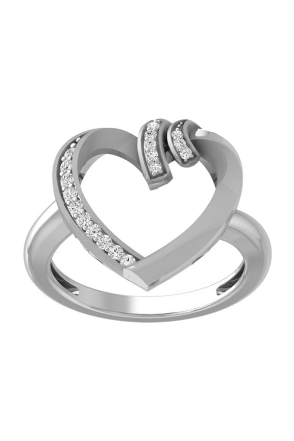 ARAIYA FINE JEWELRY Sterling Silver Round-Shape Diamond Heart Engagement Ring (1/10 Cttw, I-J Color, I2-I3 Clarity) Size 5.5