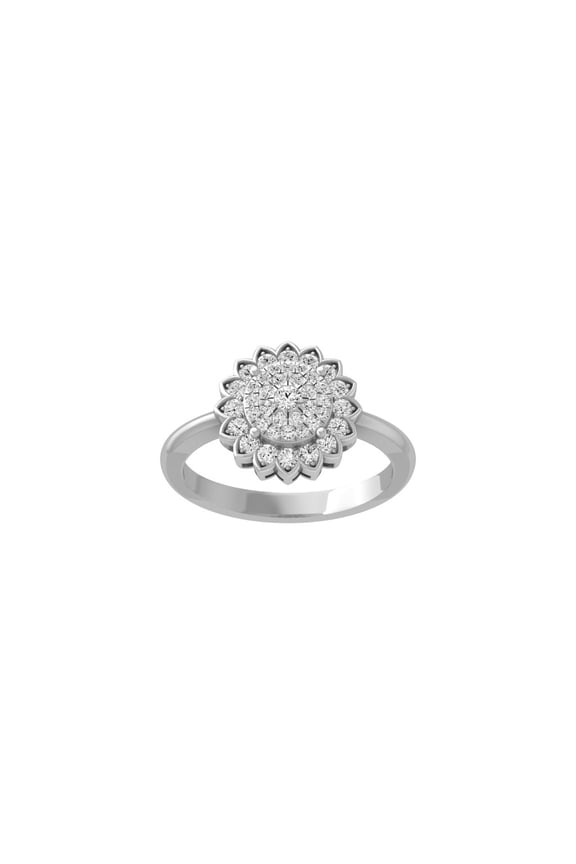 ARAIYA FINE JEWELRY Sterling Silver Round-Shape Lab Grown Diamond Halo Engagement Ring (2/5 Cttw, D-F Color, VS1 Clarity) Size 6