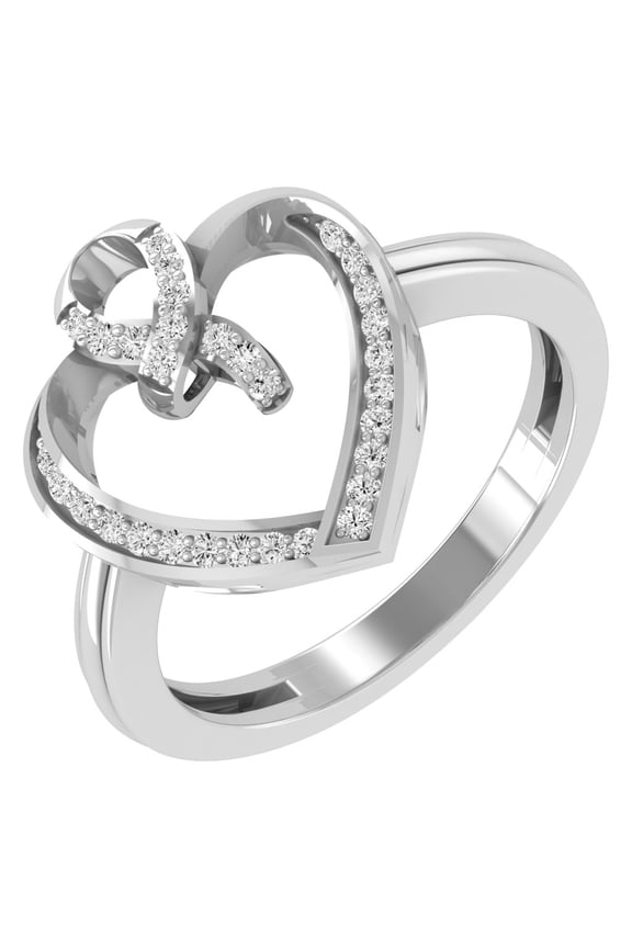 ARAIYA FINE JEWELRY Sterling Silver Round-Shape Lab Grown Diamond Heart Engagement Ring (1/6 Cttw, D-F Color, VS1 Clarity) Size 5