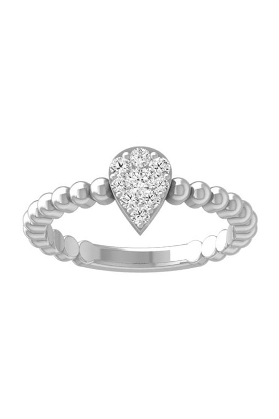 ARAIYA FINE JEWELRY Sterling Silver Round-Shape Lab Grown Diamond Pear Shape Rope Band Ring (1/4 Cttw, D-F Color, VS1 Clarity) Size 6