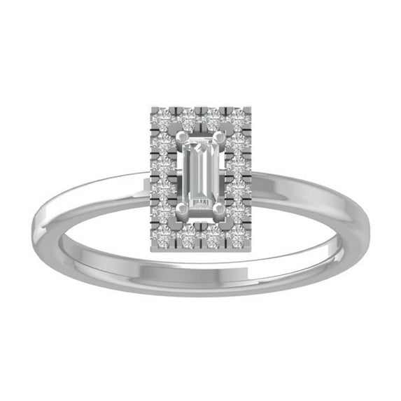 ARAIYA FINE JEWELRY Sterling Silver Round and Baguette shape Diamond Band Ring (1/4 cttw, I2-I3 Clarity, I-J Color) Size 10