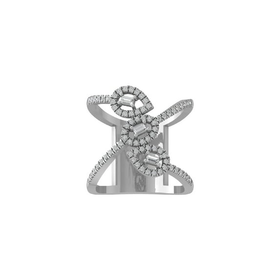 ARAIYA FINE JEWELRY Sterling Silver Round and Baguette-shape Diamond Wedding Band Ring (1/2 cttw, I-J Color, I2-I3 Clarity) Size 7
