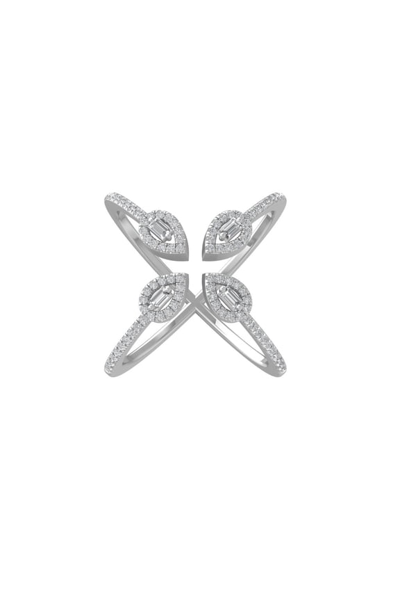 FINE JEWELRY Sterling Silver Round and Baguette shape Lab Grown Diamond Band Ring (1/2 cttw, VS Clarity, D-F Color) Size 8