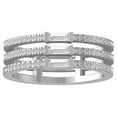thumbnail image 1 of ARAIYA FINE JEWELRY Sterling Silver Round and Baguette shape Lab Grown Diamond Triple Row Wedding Band Ring (1/2 cttw, VS Clarity, D-E Color) Size 10, 1 of 1