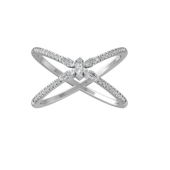 ARAIYA FINE JEWELRY Sterling Silver Round and Marquise shape Lab Grown Diamond Band Ring (1/3 cttw, VS Clarity, D-F Color) Size 5.5