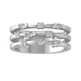 thumbnail image 1 of ARAIYA FINE JEWELRY Sterling Silver Round and Marquise shape Lab Grown Diamond Three Row Wedding Band Ring (1/3 cttw, VS Clarity, D-E Color) Size 9, 1 of 1