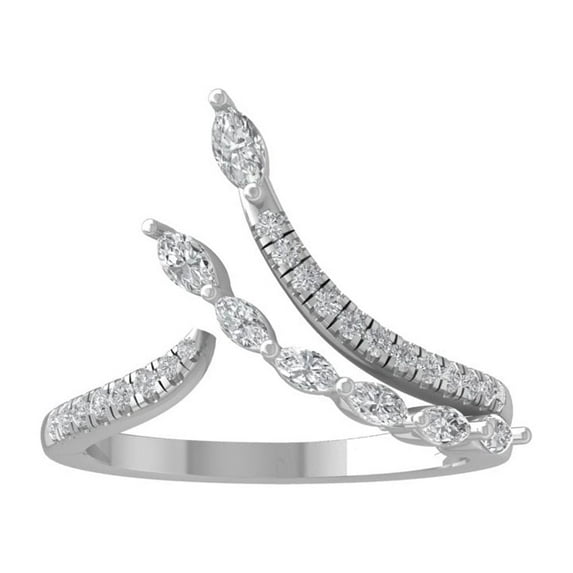 ARAIYA FINE JEWELRY Sterling Silver Round and Marquise-shape Lab Grown Diamond Wedding Band Ring (1/2 cttw, D-F Color, VS Clarity) Size 7.5