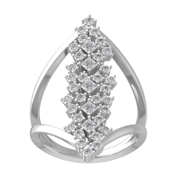 ARAIYA FINE JEWELRY Sterling Silver Round and Princess shape Diamond Band Ring (1 cttw, I2-I3 Clarity, I-J Color) Size 9