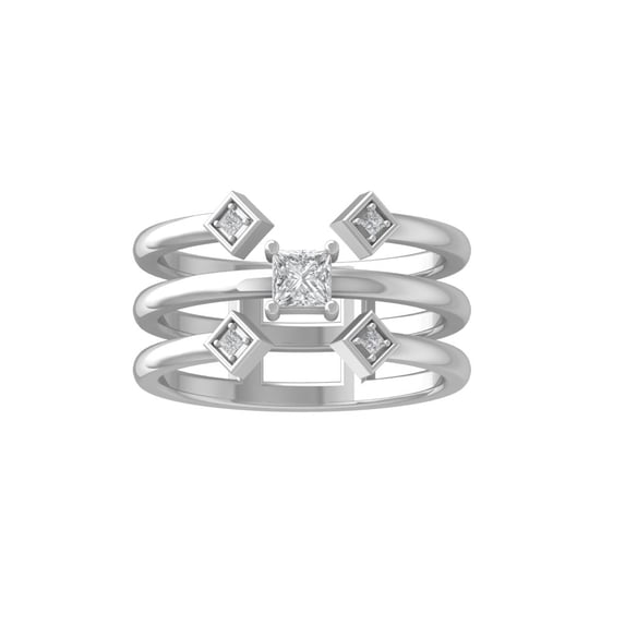 ARAIYA FINE JEWELRY Sterling Silver Round and Princess shape Lab Grown Diamond Band Ring (1/3 cttw, VS Clarity, D-F Color) Size 6.5